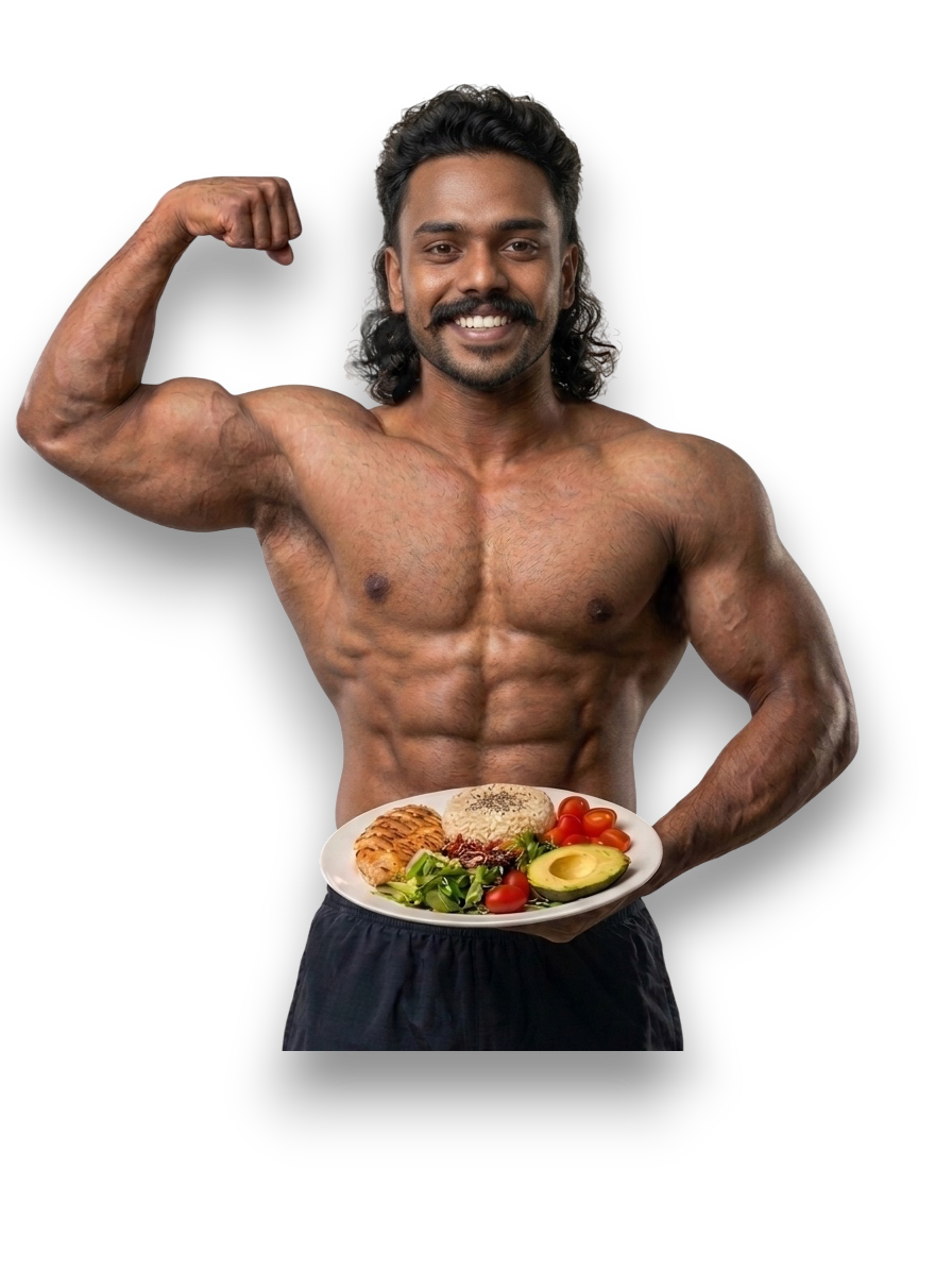 Person holding healthy food plate